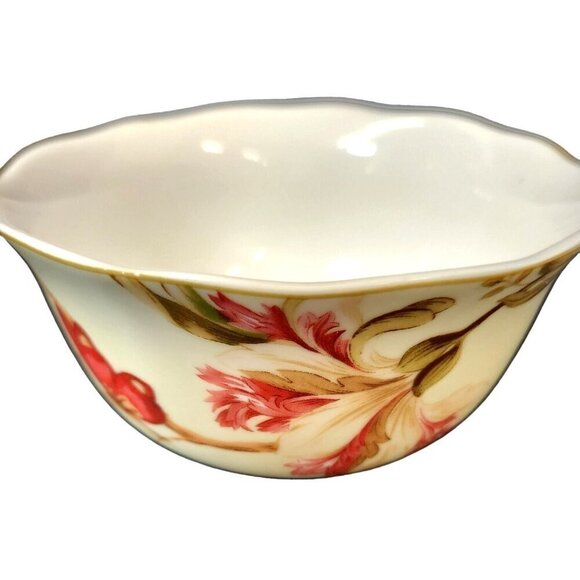 222 Fifth Lutece Fine China Bowl Floral Design Porcelain Soup or Salad Bowl - Picture 4 of 7
